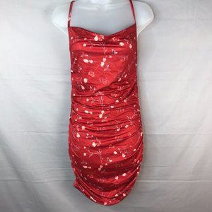 CBR Red floral ruched mini dress
